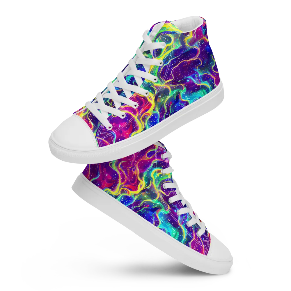 Liquid Light Show on Men's High Top Canvas Shoes — Front