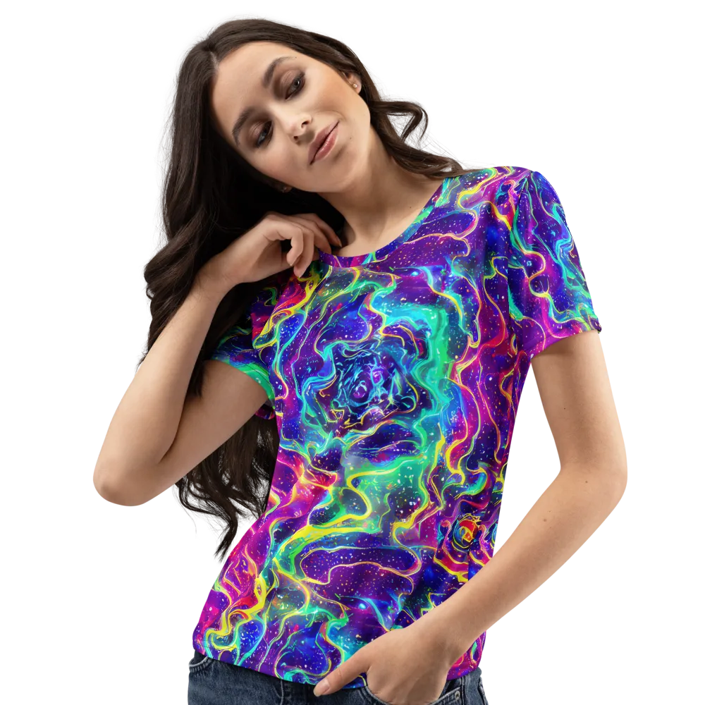 Liquid Light Show on Women's Crew Neck T-Shirt — Left Front