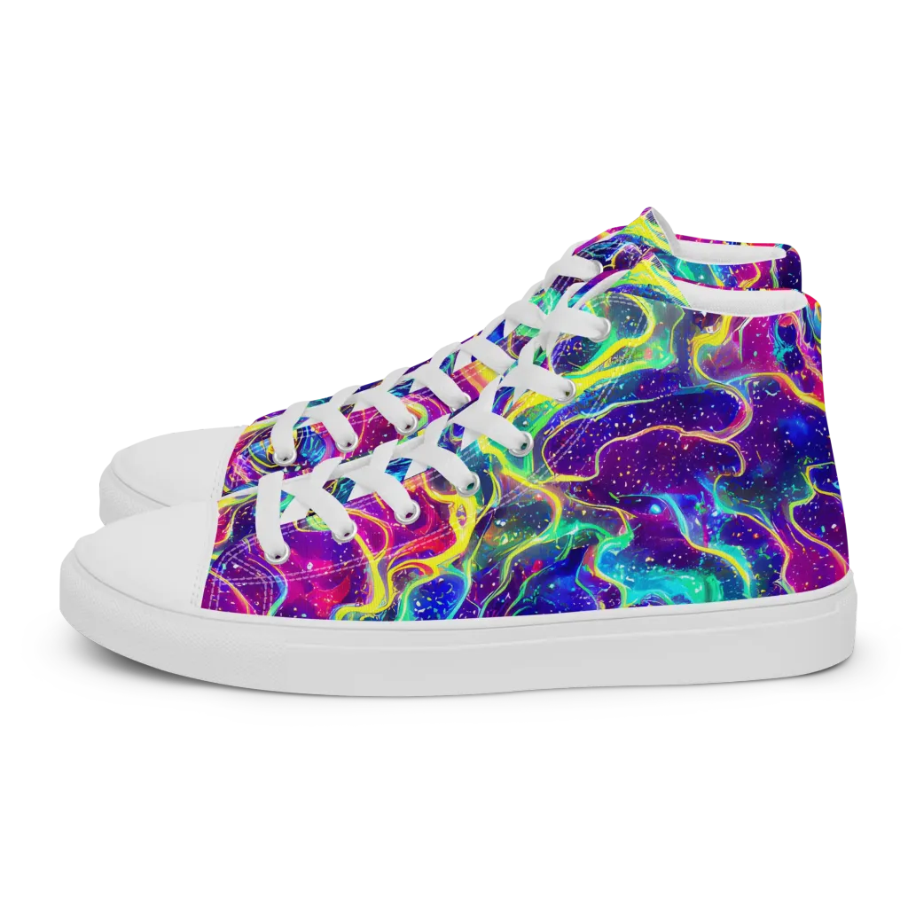 Liquid Light Show on Women's High Top Canvas Shoes — Left