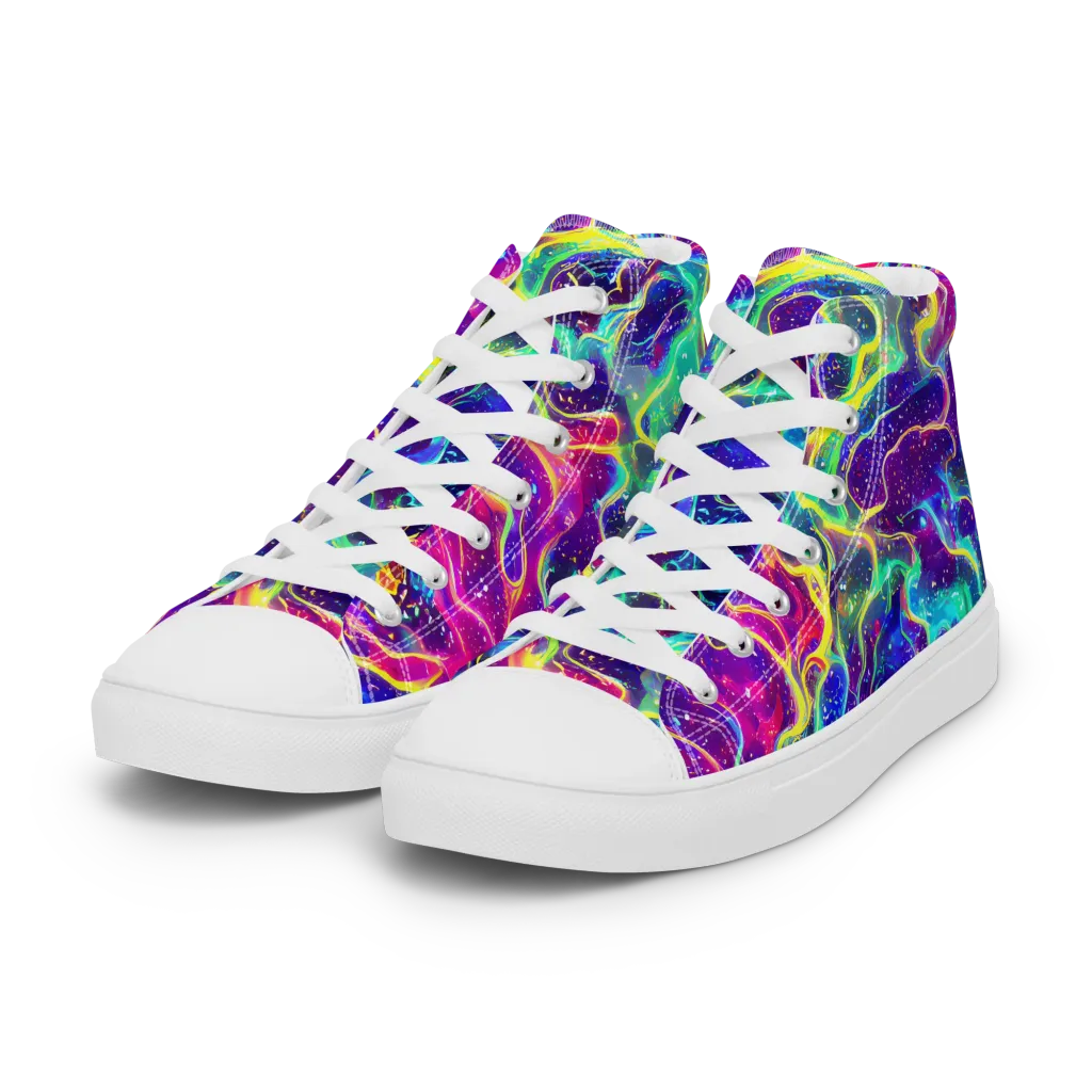 Liquid Light Show on Women's High Top Canvas Shoes — Left Front