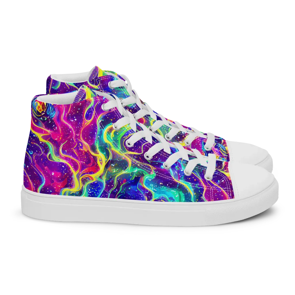 Liquid Light Show on Women's High Top Canvas Shoes — Right