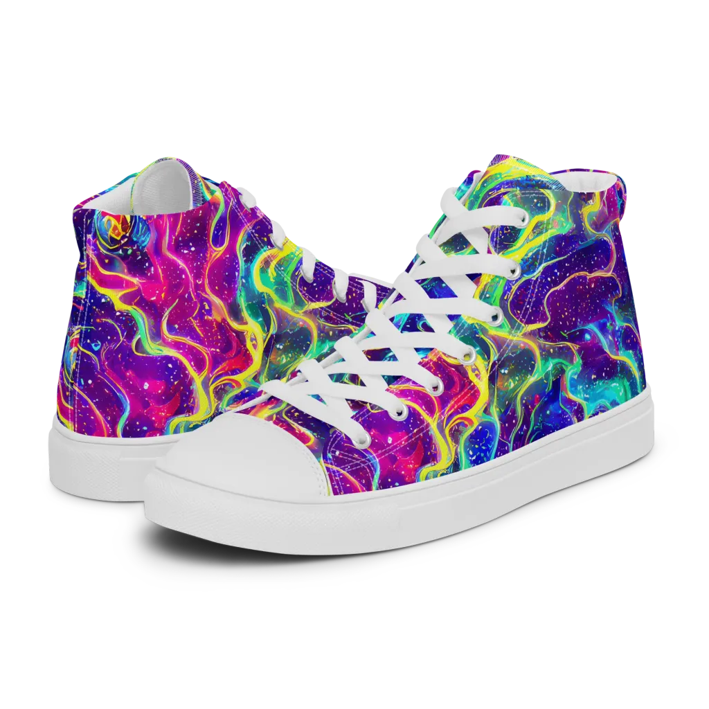 Liquid Light Show on Women's High Top Canvas Shoes — Left