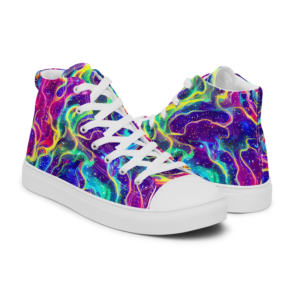 Liquid Light Show on Women's High Top Canvas Shoes — Right