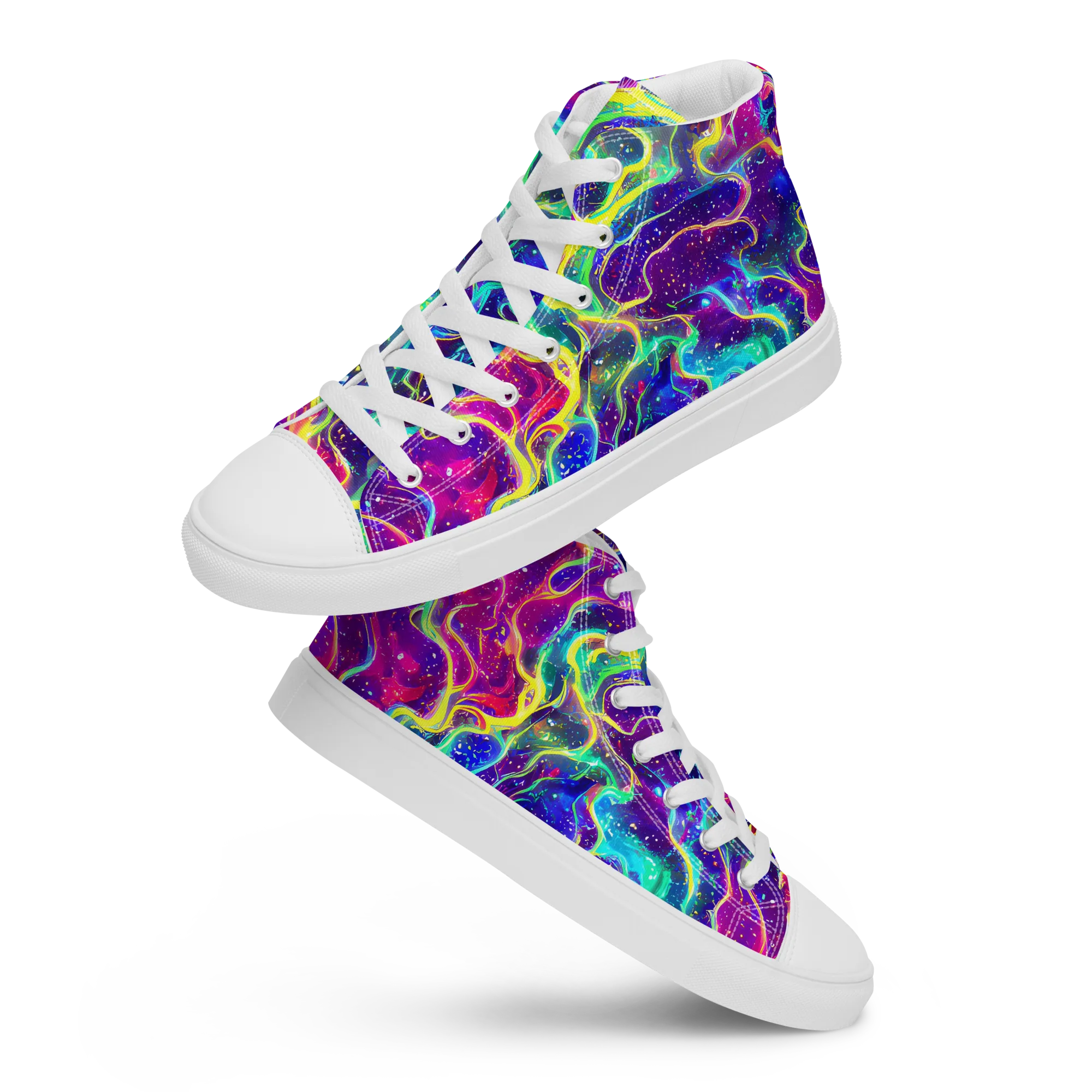 Liquid Light Show on Women's High Top Canvas Shoes — Front