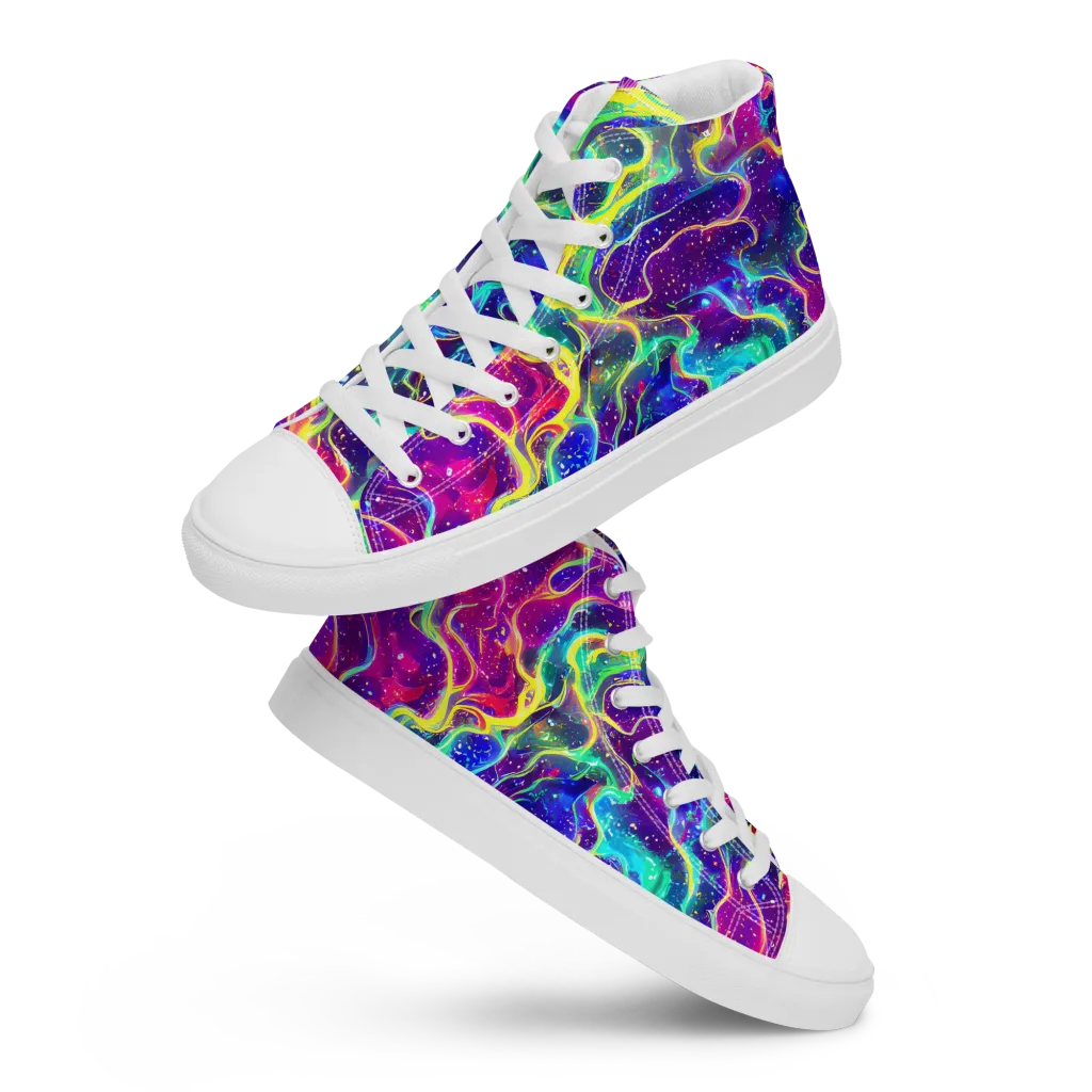 Liquid Light Show on Women's High Top Canvas Shoes — Front