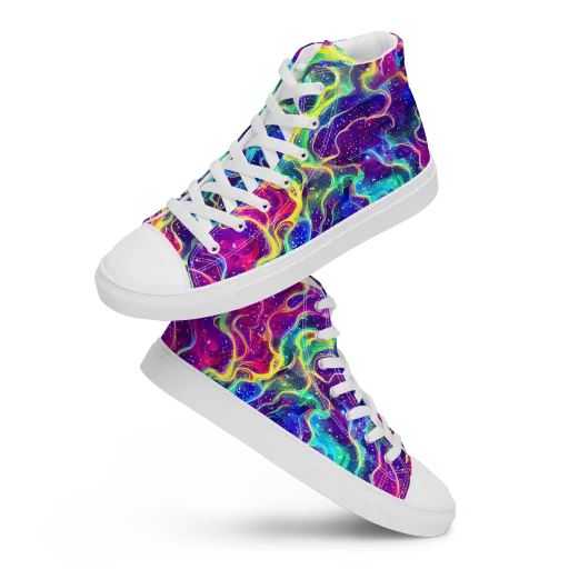 Liquid Light Show on a Women's High Top Canvas Shoes