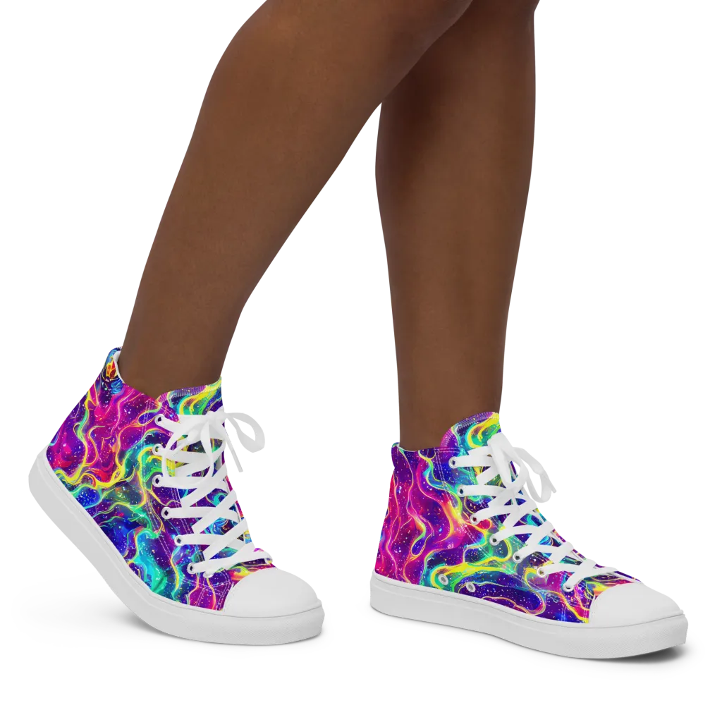 Liquid Light Show on Women's High Top Canvas Shoes — Right