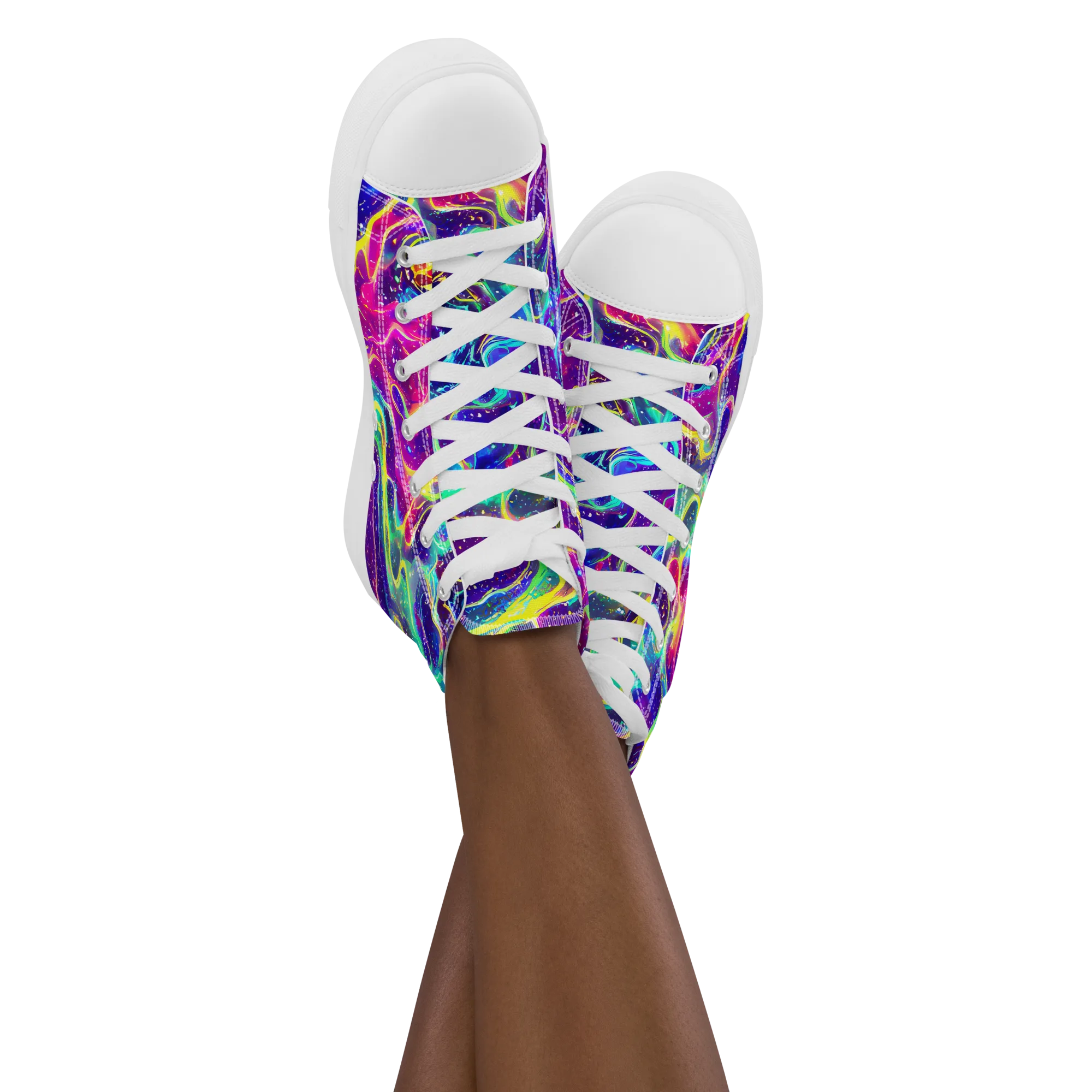 Liquid Light Show on Women's High Top Canvas Shoes — Front