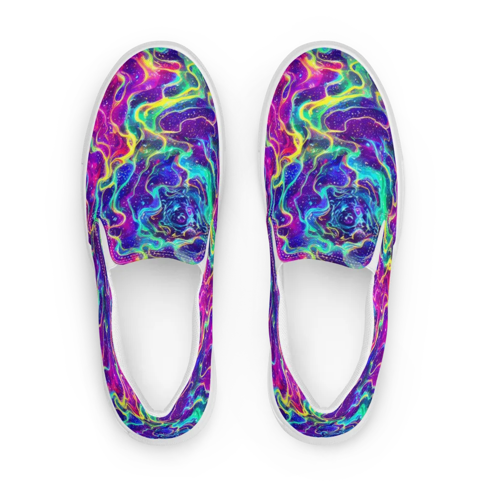 Liquid Light Show on Men's Slip-On Canvas Shoes — Front