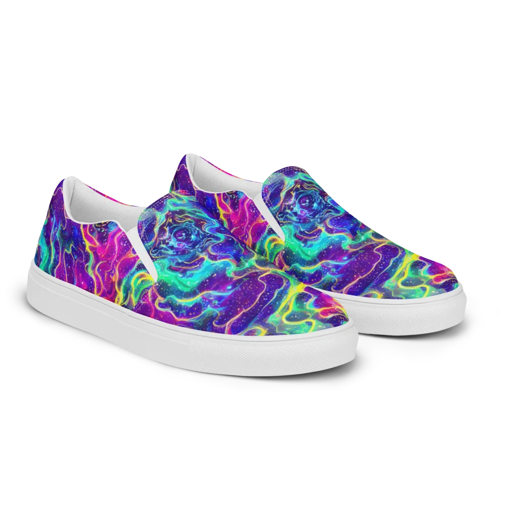 Liquid Light Show on Men's Slip-On Canvas Shoes — Right Front
