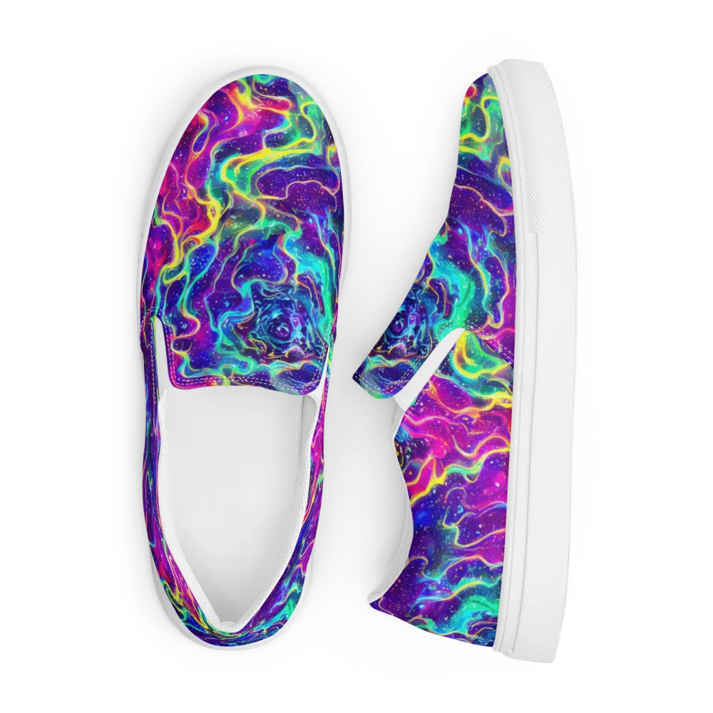 Liquid Light Show on Men's Slip-On Canvas Shoes — Front