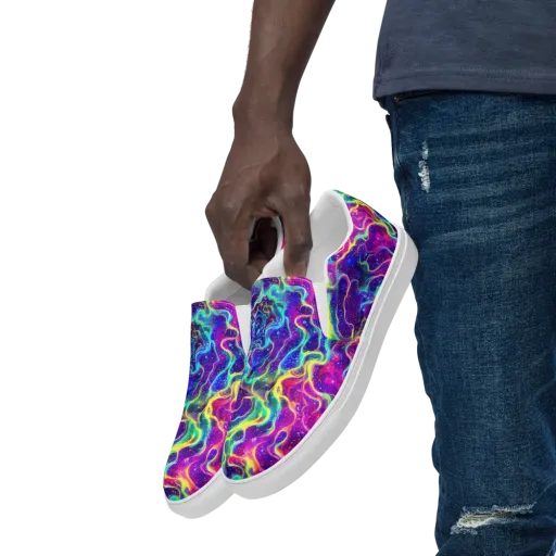 Liquid Light Show on a Men's Slip-On Canvas Shoes