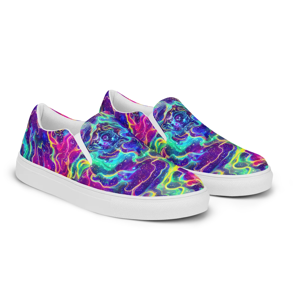 Liquid Light Show on Women's Slip-On Canvas Shoes — Right Front