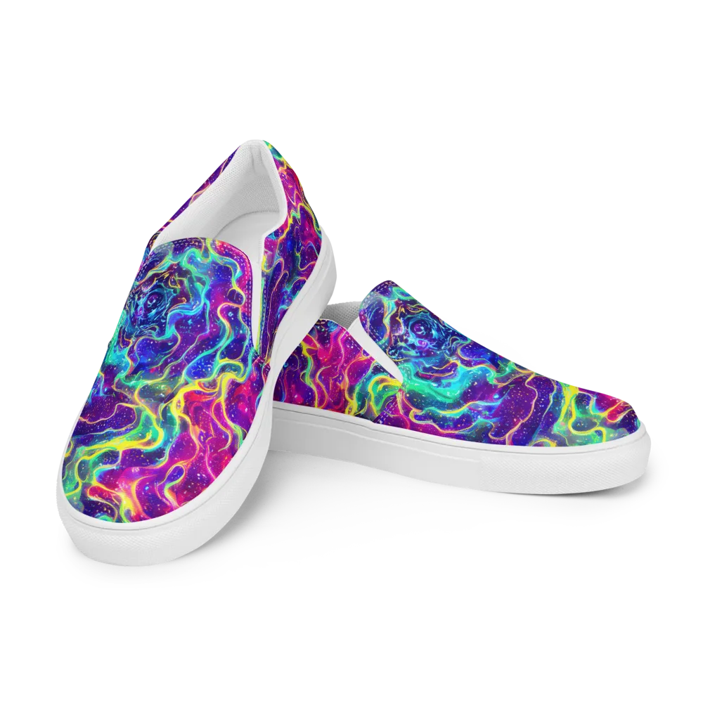 Liquid Light Show on Women's Slip-On Canvas Shoes — Left Front