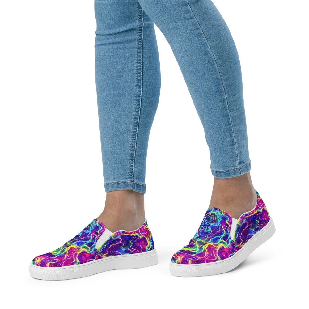 Liquid Light Show on Women's Slip-On Canvas Shoes — Front