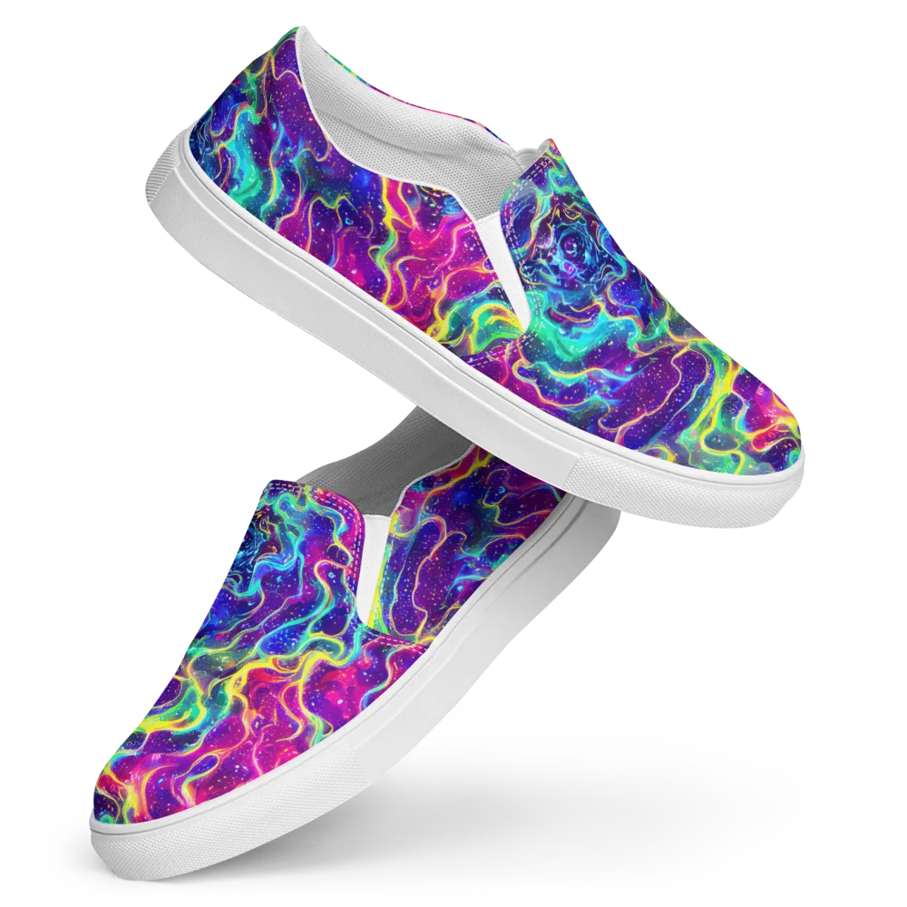 Liquid Light Show on Women's Slip-On Canvas Shoes — Front