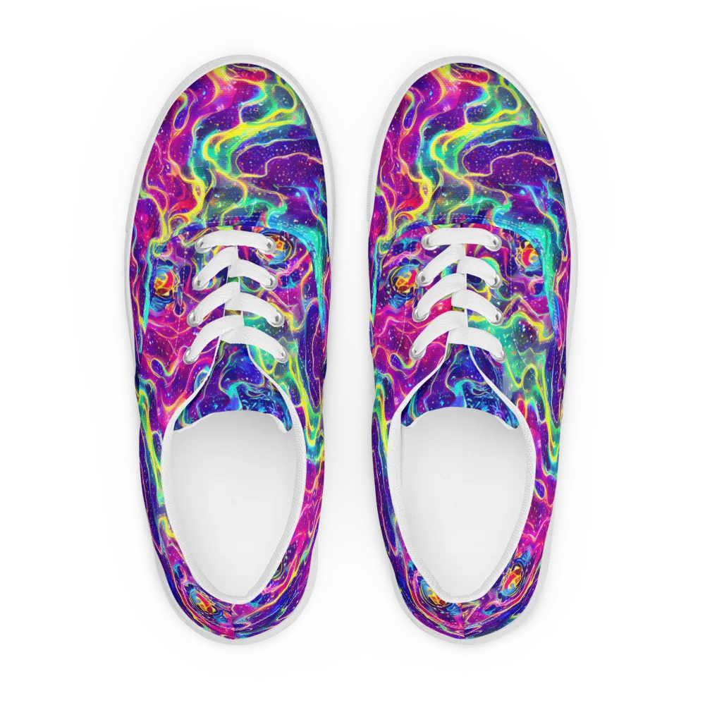 Liquid Light Show on Men's Lace-Up Canvas Shoes — Front