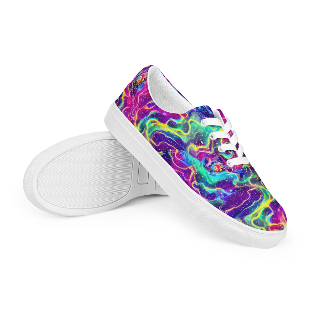 Liquid Light Show on Men's Lace-Up Canvas Shoes — Right Front