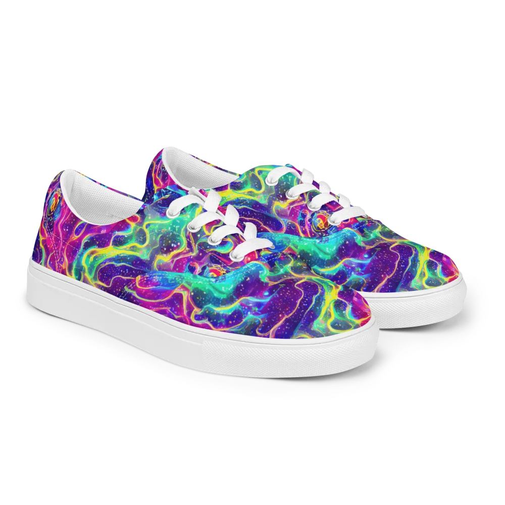 Liquid Light Show on Men's Lace-Up Canvas Shoes — Right Front