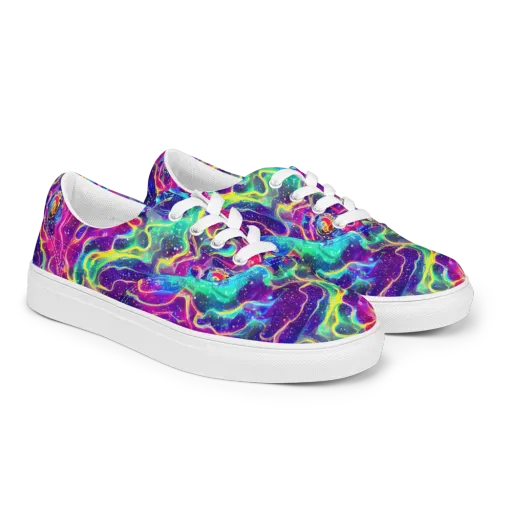 Liquid Light Show on a Men's Lace-Up Canvas Shoes