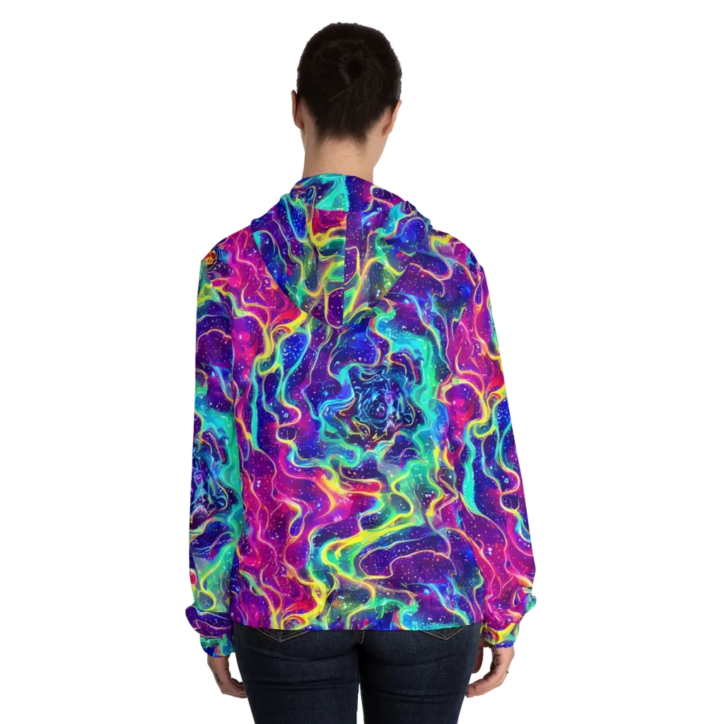 Liquid Light Show on Women's Full-Zip Hoodie — Back On Person