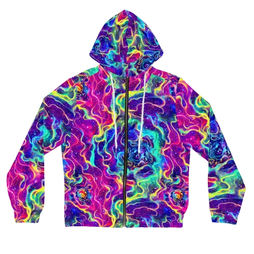 Liquid Light Show on a Women's Full-Zip Hoodie