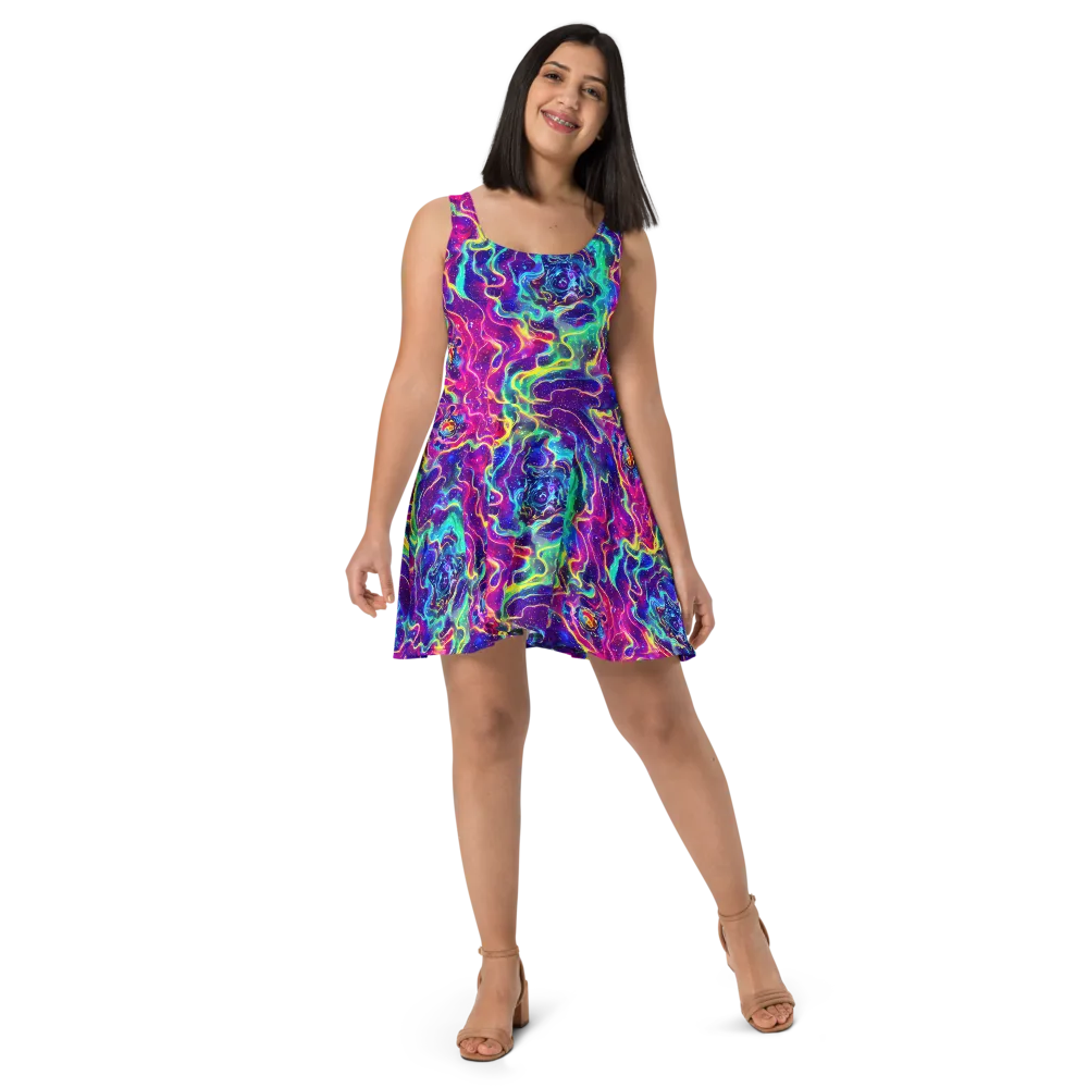 Liquid Light Show on Skater Dress — Front