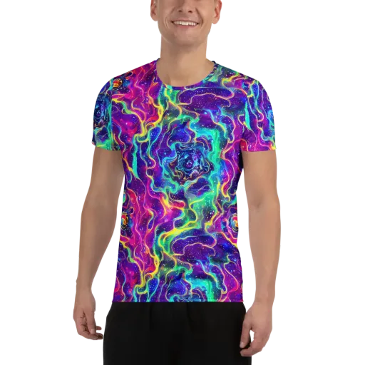 Liquid Light Show on a Men's Athletic T-Shirt