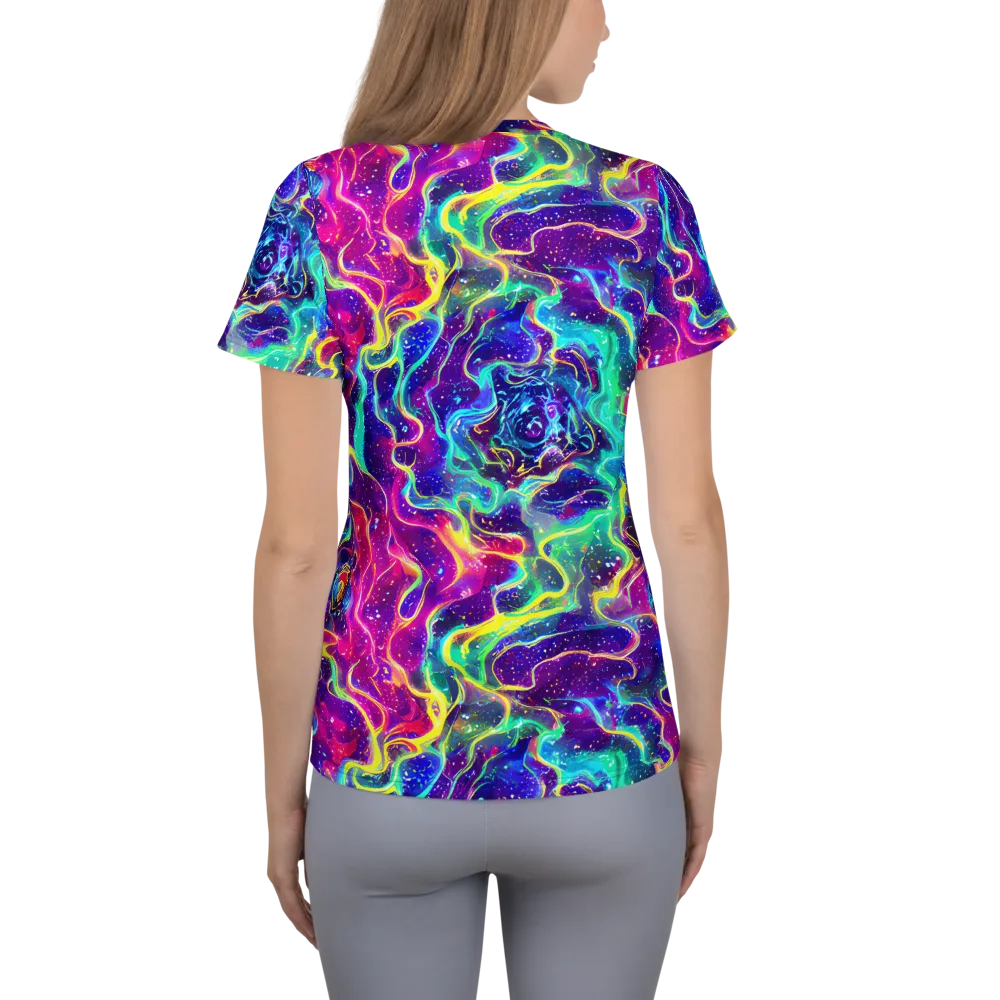 Liquid Light Show on Women's Athletic T-Shirt — Back
