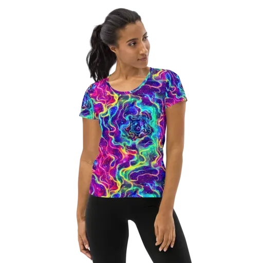 Liquid Light Show on a Women's Athletic T-Shirt