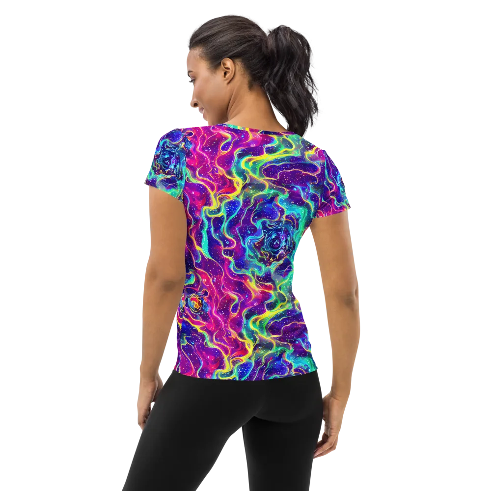 Liquid Light Show on Women's Athletic T-Shirt — Back