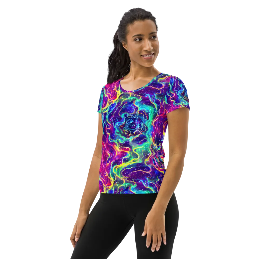 Liquid Light Show on Women's Athletic T-Shirt — Left