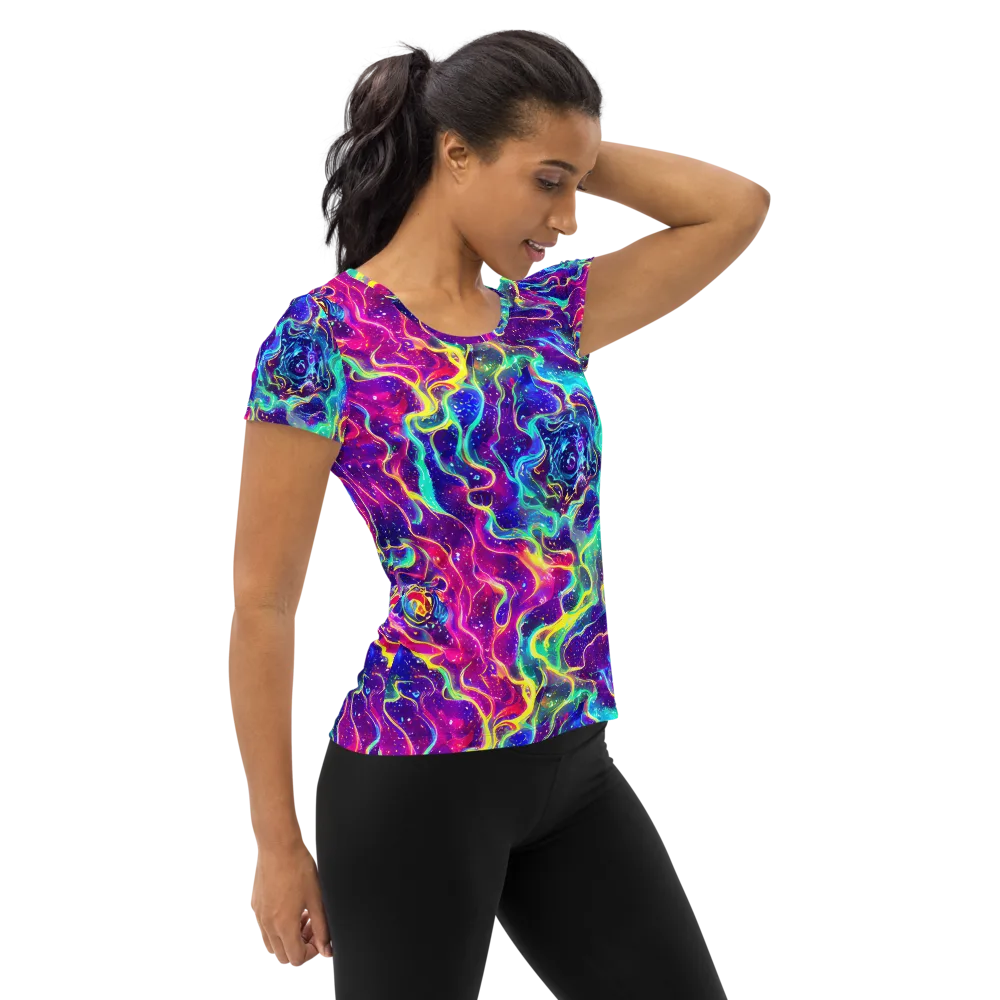 Liquid Light Show on Women's Athletic T-Shirt — Right