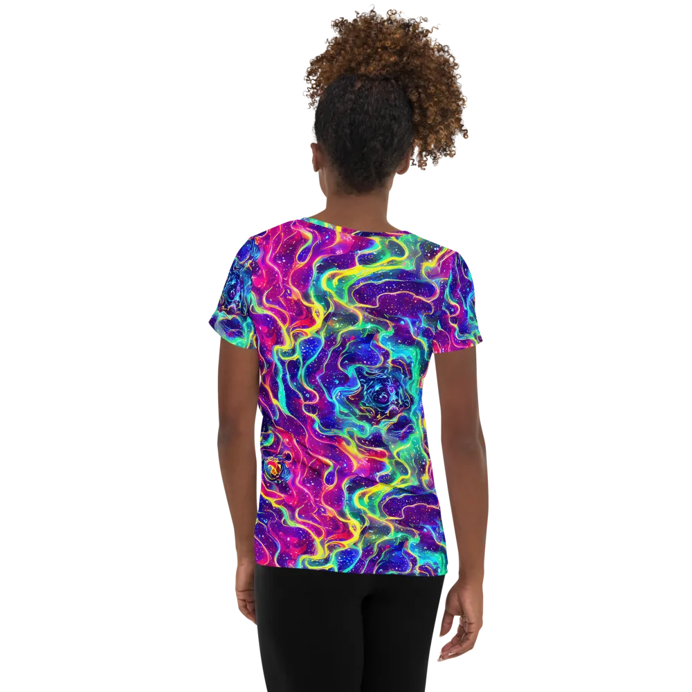Liquid Light Show on Women's Athletic T-Shirt — Back