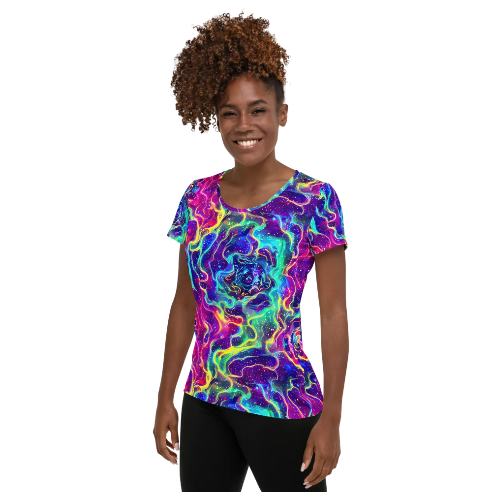Liquid Light Show on Women's Athletic T-Shirt — Left