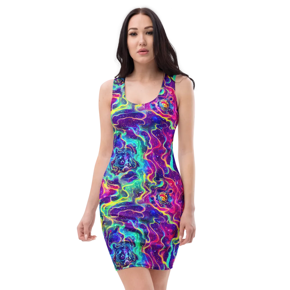 Liquid Light Show on Bodycon Dress — Front