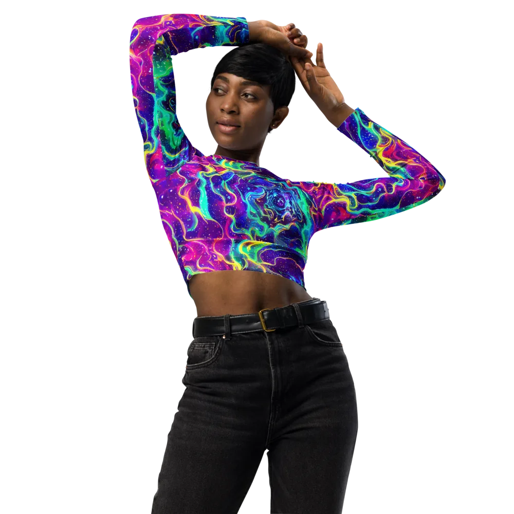Liquid Light Show on Long Sleeve Crop Top — Front