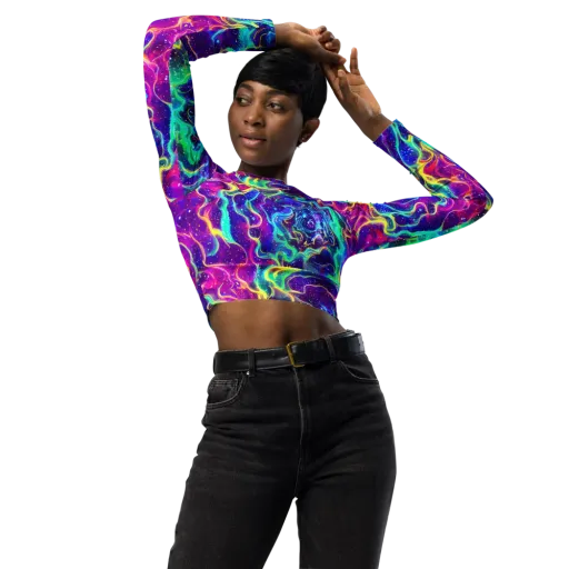 Liquid Light Show on a Long Sleeve Crop Top