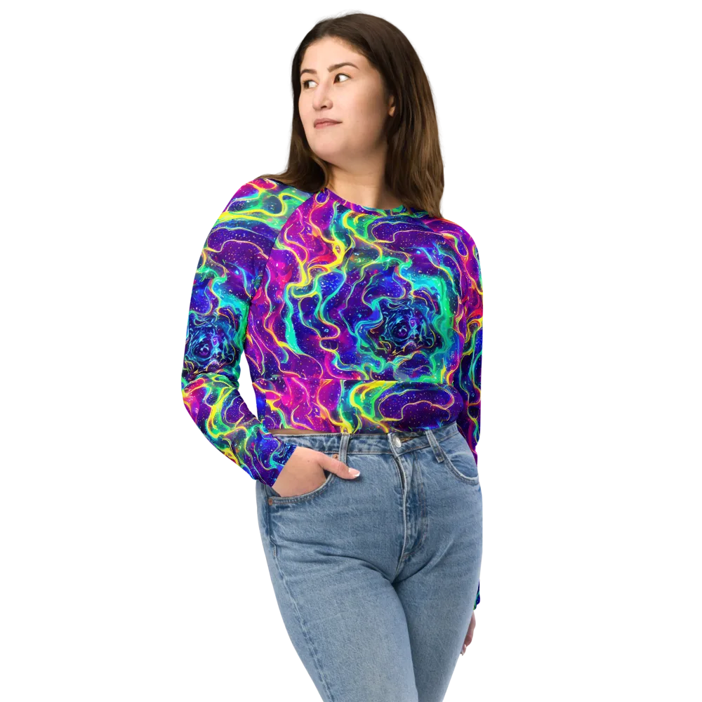 Liquid Light Show on Long Sleeve Crop Top — Front