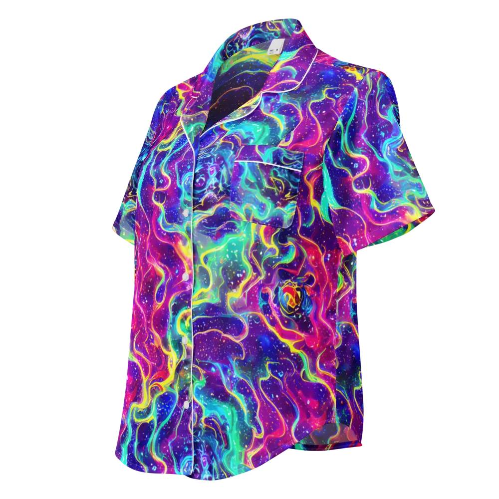 Liquid Light Show on Women's Short Sleeve Pajama Top — Left Front