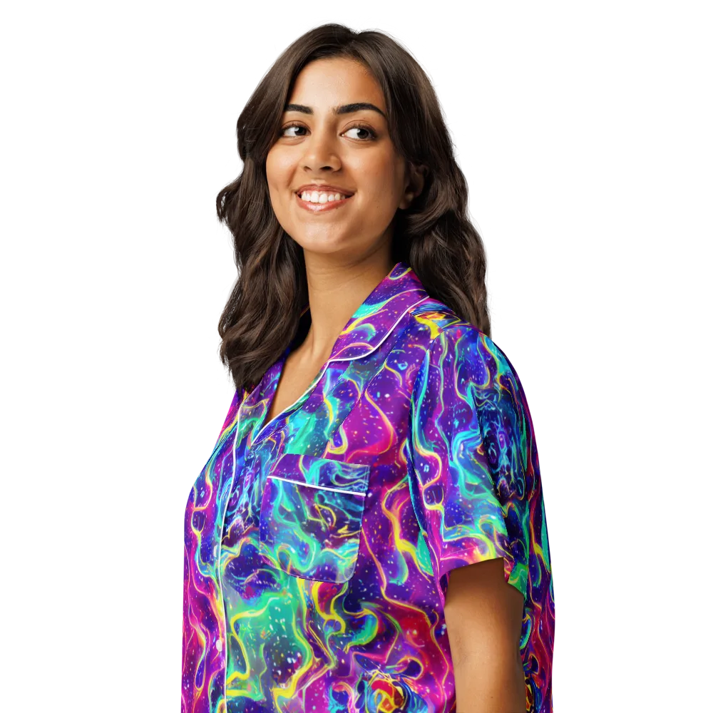 Liquid Light Show on Women's Short Sleeve Pajama Top — Left Front