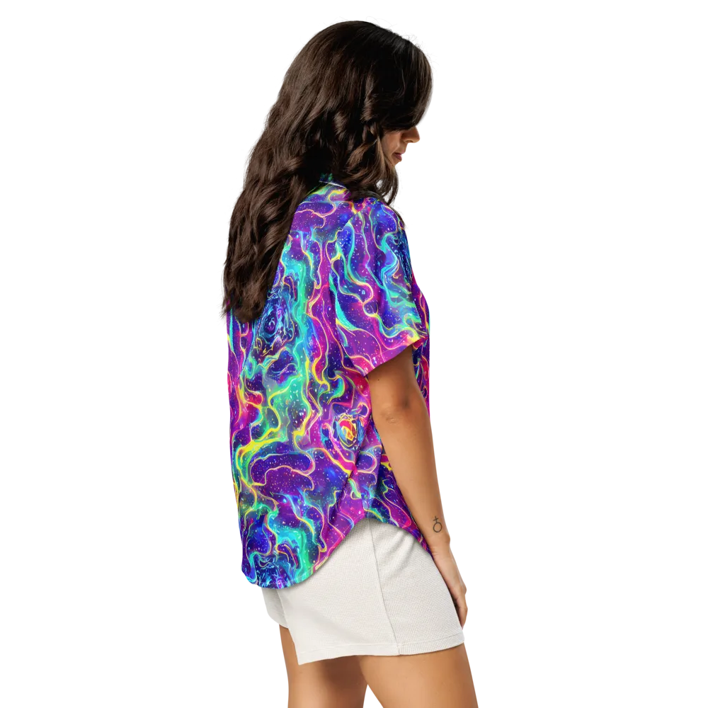 Liquid Light Show on Women's Short Sleeve Pajama Top — Right Back