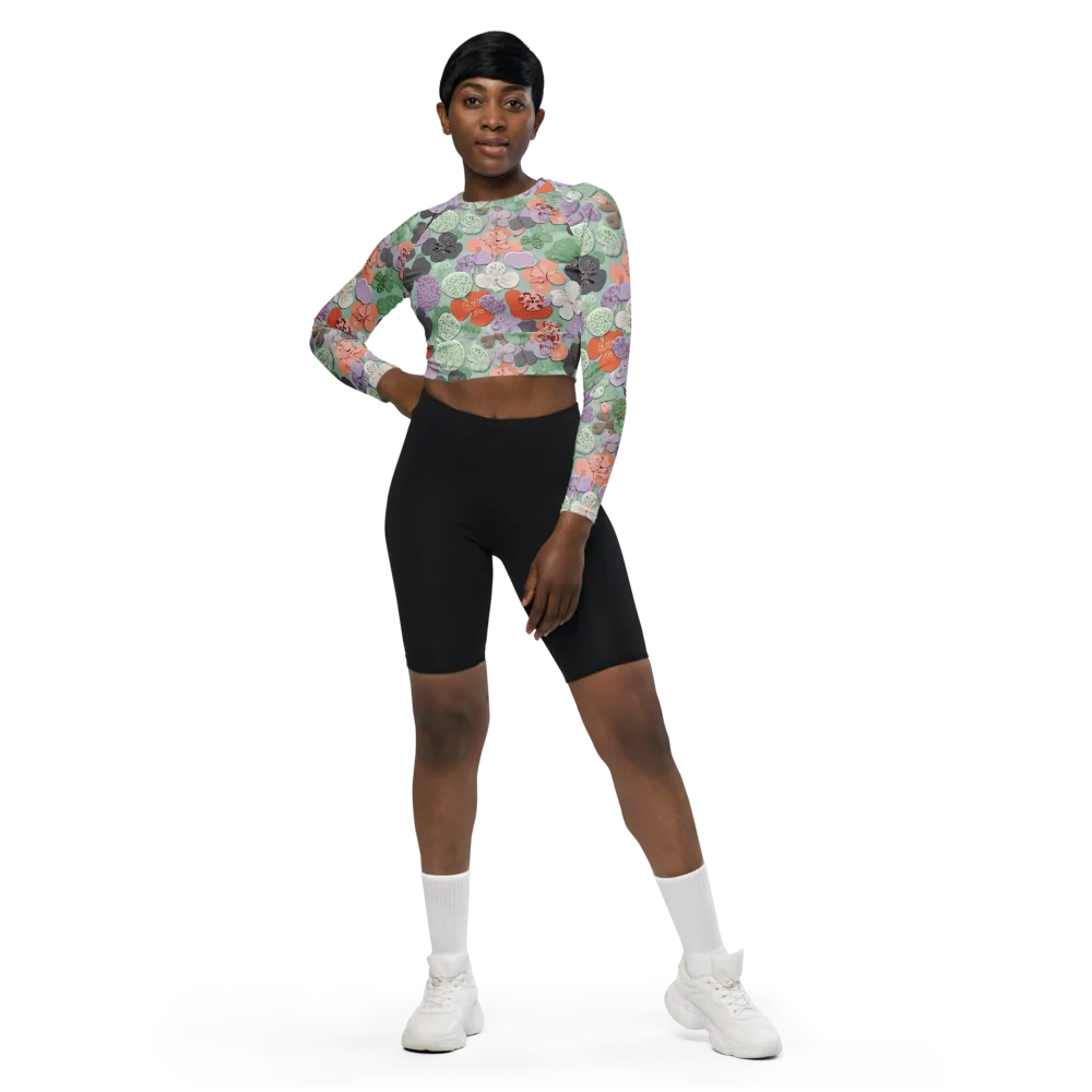 Garden Candy on Long Sleeve Crop Top — Front