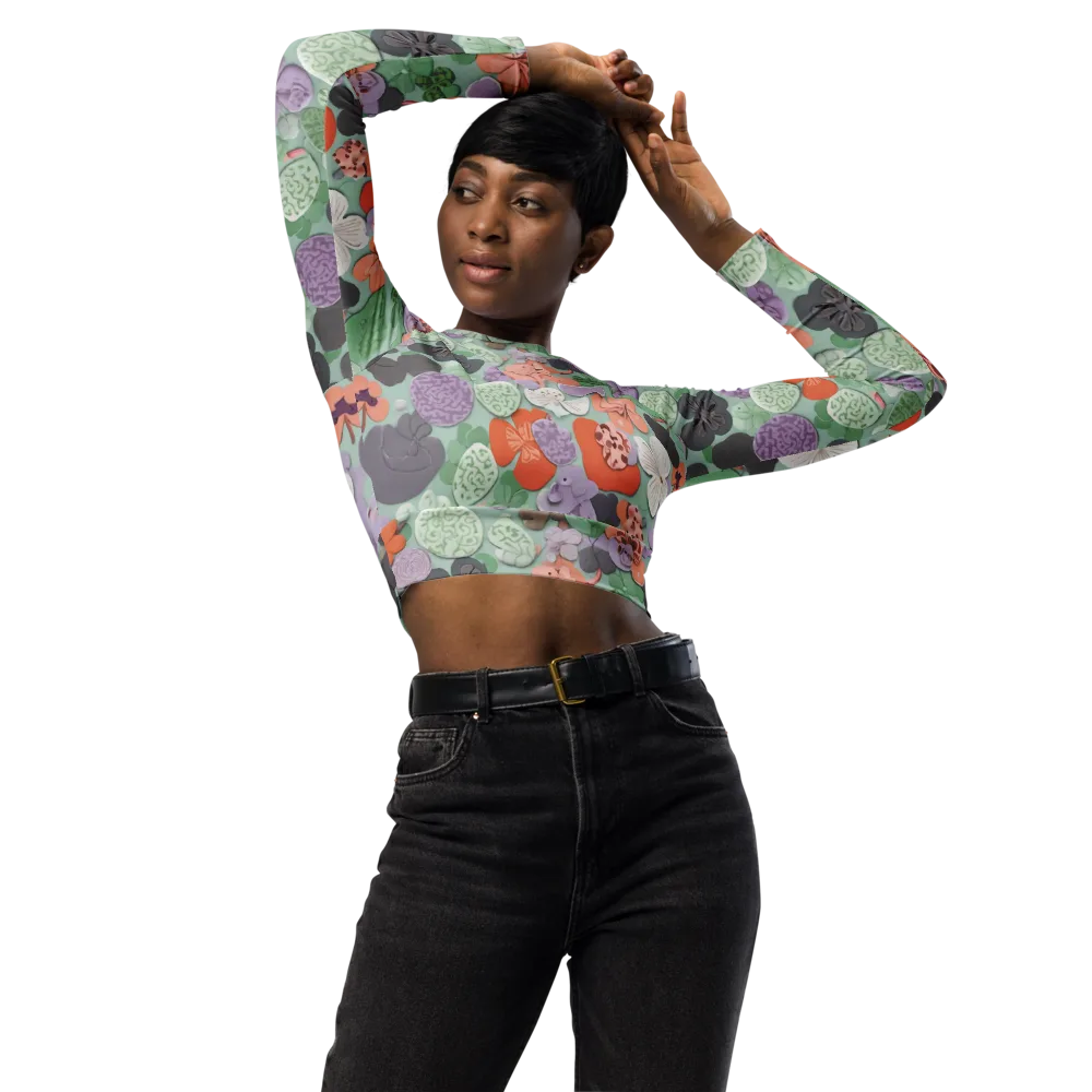 Garden Candy on Long Sleeve Crop Top — Front