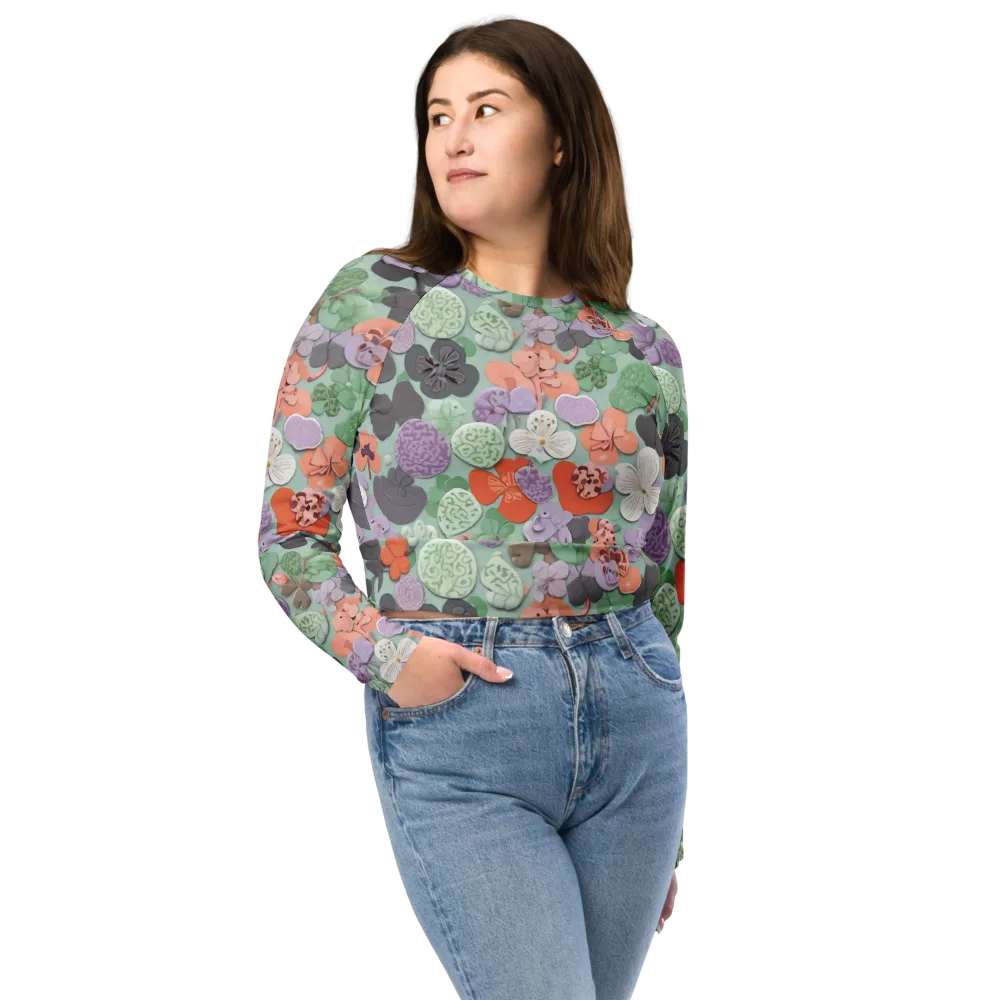 Garden Candy on Long Sleeve Crop Top — Front
