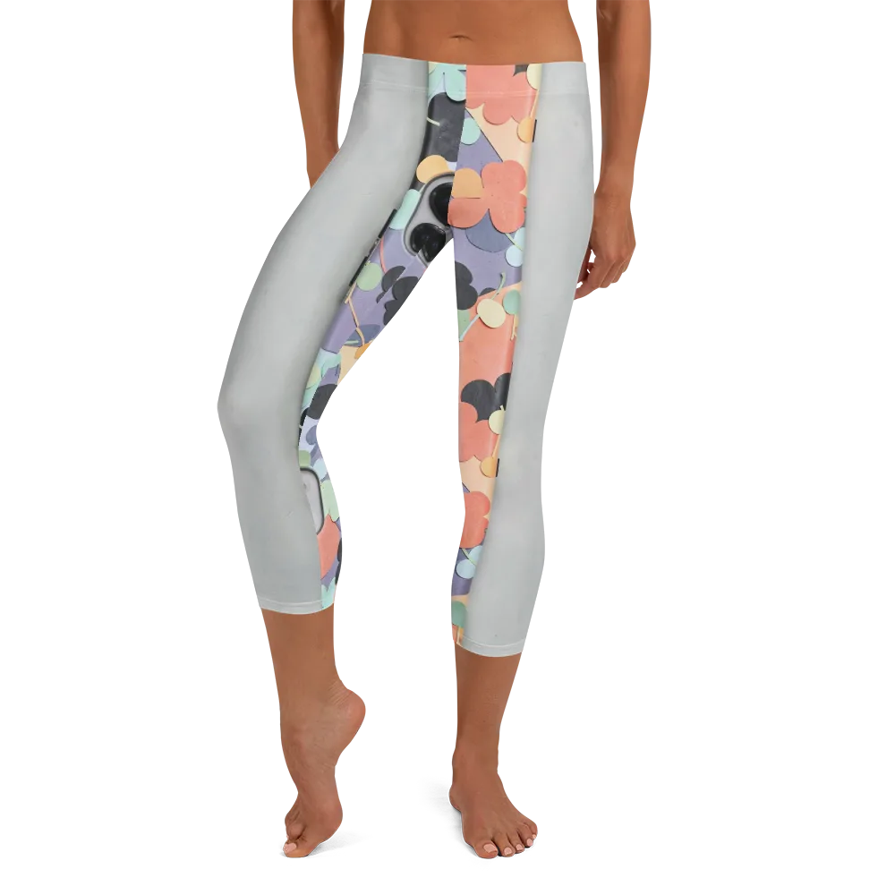 Pastel Pocket Garden on Capri Leggings — Front