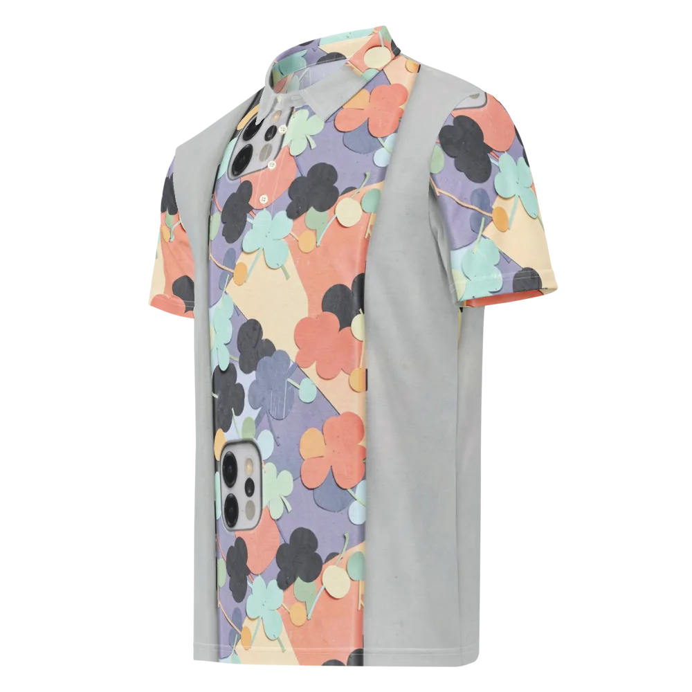 Pastel Pocket Garden on Men's Slim Fit Polo Shirt — Left Front