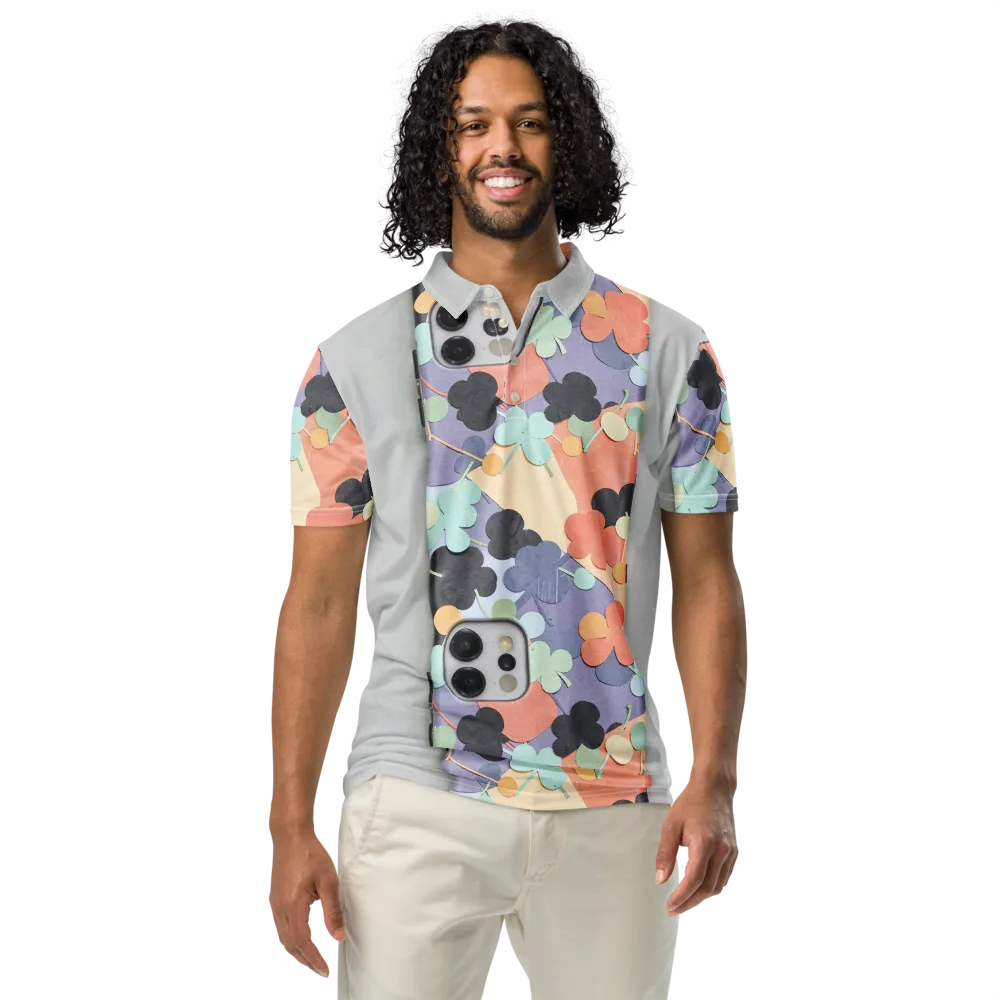 Pastel Pocket Garden on Men's Slim Fit Polo Shirt — Front