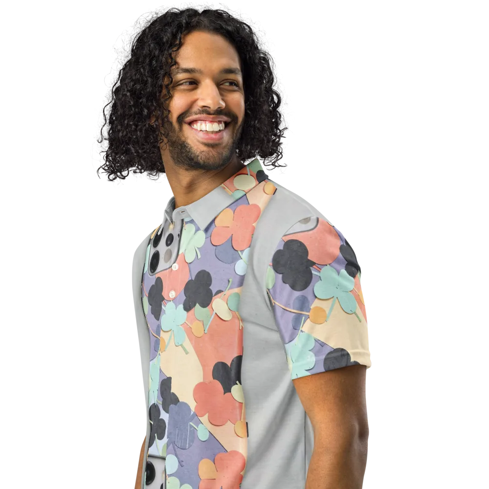 Pastel Pocket Garden on Men's Slim Fit Polo Shirt — Left Front