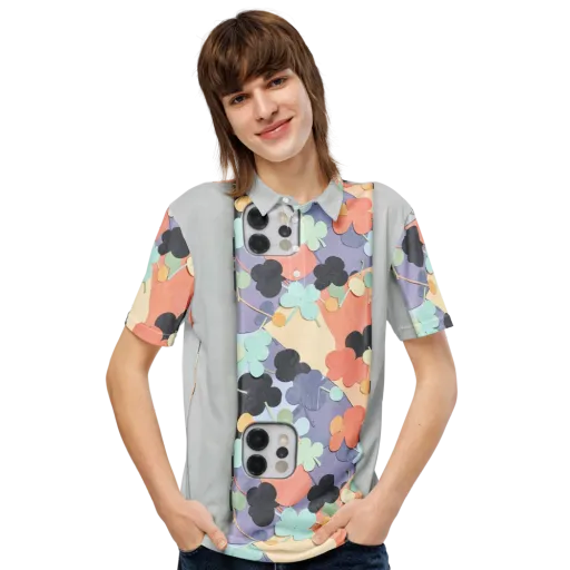 Pastel Pocket Garden on a Men's Slim Fit Polo Shirt